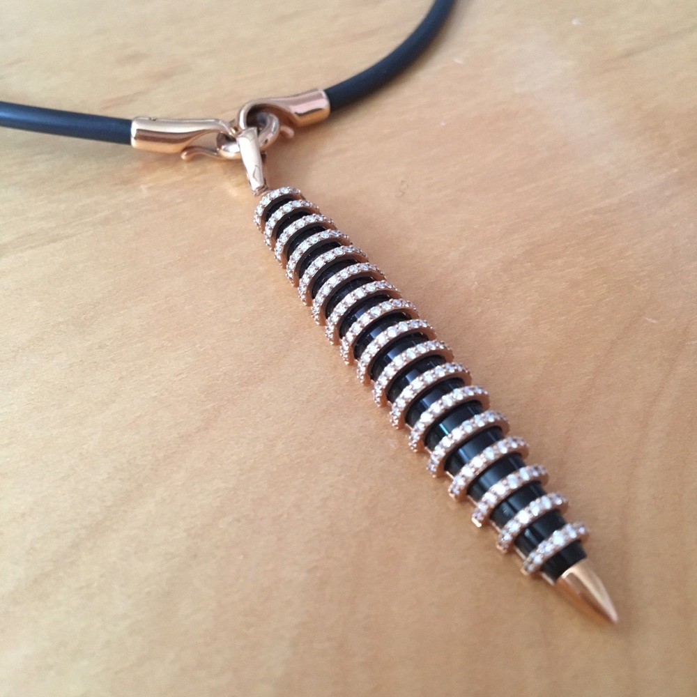 Swarovski Black and Gold Crystal Pendant Necklace